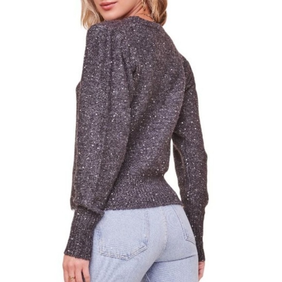 Astr the Label blue flecked 'Dorothy Puff Sleeve Sweater' - Picture 7 of 8